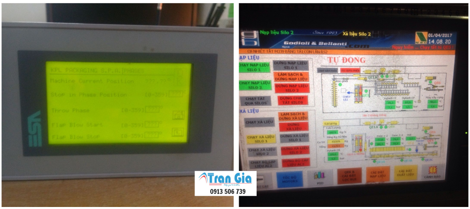 Hình ảnh một số màn hình HMI được trong quá trình sửa chữa tại Trần Gia Automation
