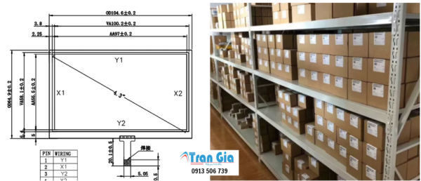 Tấm cảm ứng 4.3 inch/ kích thước 105x65mm/ cáp ra giữa cạnh dài giá tốt Tấm cảm ứng 4.3 inch/ kích thước 105x65mm/ cáp ra giữa cạnh dài giá tốt