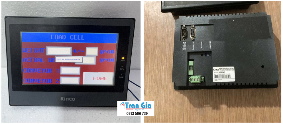 Hình ảnh màn hình HMI đang trong quá trình sửa chữa tại TRAN GIA Automation
