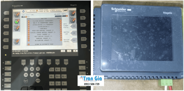 Chuyên bảo hành, sửa màn hình HMI Schneider 10 INCH HMIGXU5512 Serial 0207 Lỗi mất hiển thị, còi bíp liên tục
