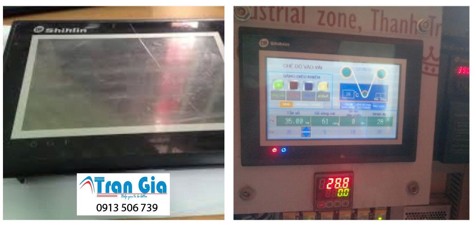 Hình ảnh một số màn hình HMI đang được sửa chữa tại Trần Gia Automation