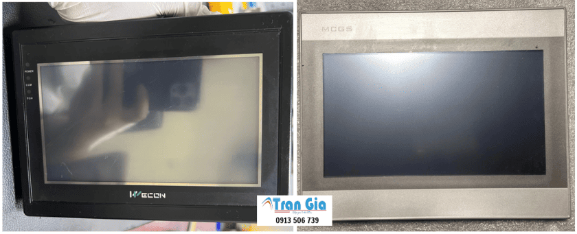 Hình ảnh màn hình HMI đang trong quá trình sửa chữa tại TRAN GIA