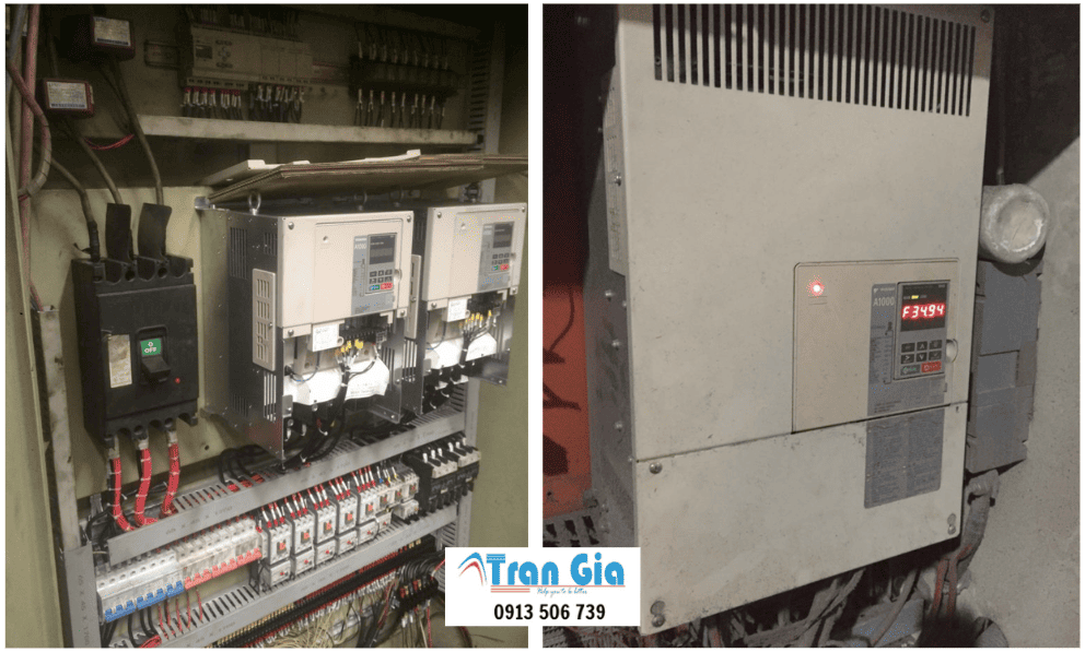 Hình ảnh sửa biến tần đang trong quá trình sửa chữa tại Trần Gia Automation