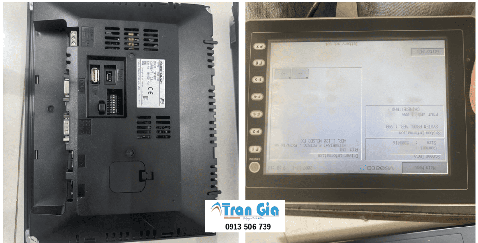 Hình ảnh sửa màn hình HMI đang trong quá trình sửa chữa tại Trần Gia Automation