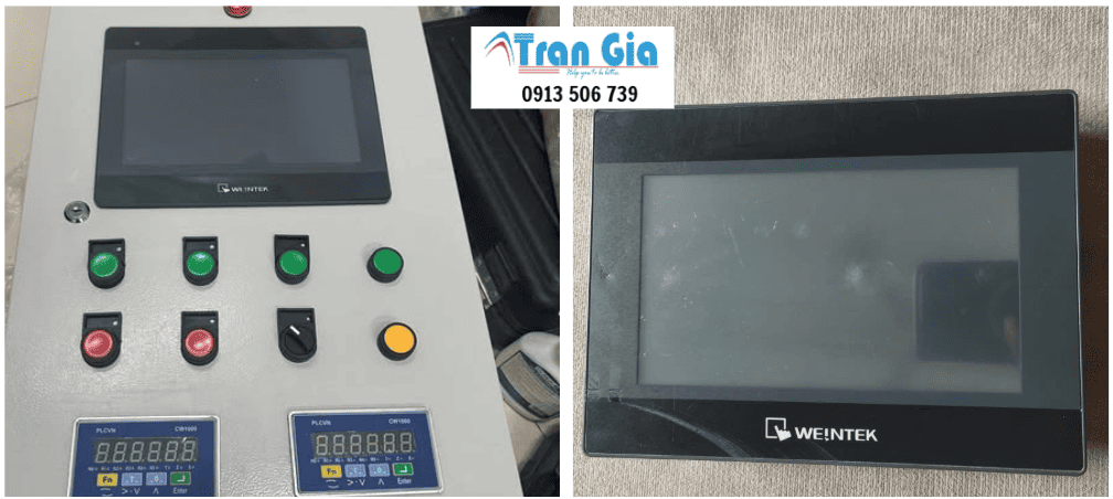 Hình ảnh màn hình HMI đang trong quá trình được sửa chữa tại Trần Gia Automation